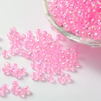 500 g čiste prozirne akrilne perle Cijele AB Boja biserno roza 8 mm Rupe: 1,5 mm oko 2000 kom. / 500 g