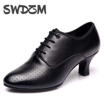 SWDZM/ ženska dance cipele od prave kože na замшевой/s gumenim potplatima za ples tango, ženske cipele na prosjeku petu cipele za ples sa zatvorenim vrhom, dance cipele
