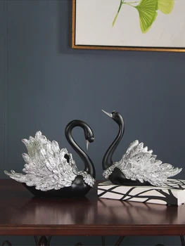 Europska svjetlo Luksuzno uređenje dnevnog boravka Najjača emocionalna par Crni labud Ukrasni predmet figurice svadbeni poklon
