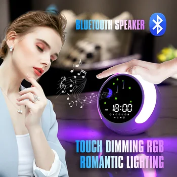Zvučnik Bluetooth, alarm, Šarene noćno svjetlo, glazbeni player, punjive digitalni sat, Najbolji poklon