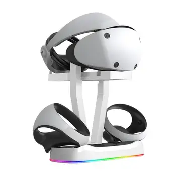 Za PS VR2 magnetska punjenje baze sa RGB pozadinskim osvjetljenjem postolje za punjenje gamepad za naočale za virtualnu stvarnost stalak za prtljagu s magnetskim sučeljem