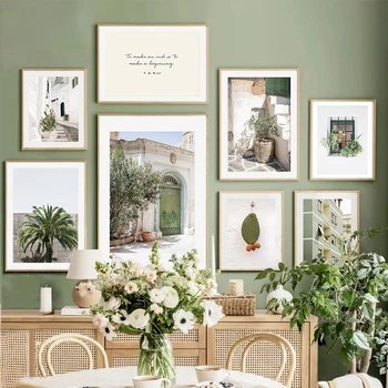 Italija, krajolik, wall art, plakat, print, kaktus, zelena vrata, dekoracija cvijećem, slike za dnevni boravak, platno, slikarstvo, kućni dekor
