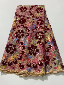 Luksuzna afrička cvjetne čipke tkanina sa šljokicama, nova visokokvalitetna cvjetne čipke tkanina za mladoženju u nigerijskom stilu, svadbeni vez, francuska тюлевое čipke sa šljokicama